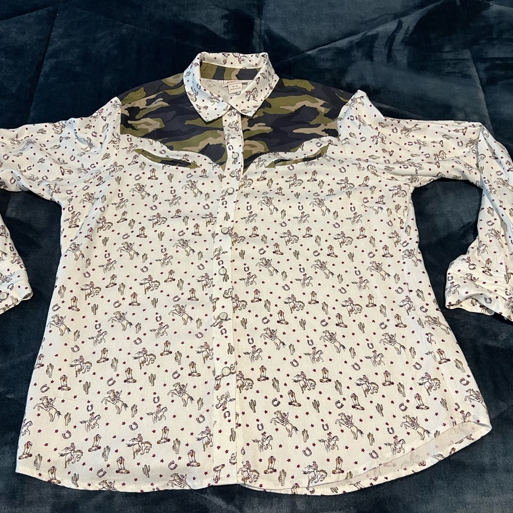 Floral and Camo Button-Up Shirt
